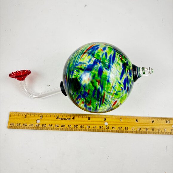Hand Blown Glass Globe Hummingbird Feeders 4.5" D Studio Classic Multicolor - Picture 12 of 13